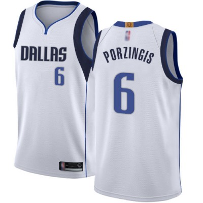 Nike Dallas Mavericks #6 Kristaps Porzingis White Youth NBA Swingman Association Edition Jersey